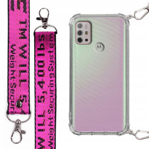 Etui Case Antishock + Smycz Fuksja do MOTOROLA G30