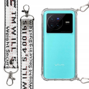 Etui Case Antishock Mocna Smycz Biała do VIVO X80