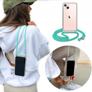 Etui Case Crossbody do IPHONE 13 + Turkus Sznurek