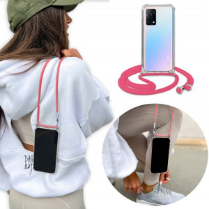 Etui Case Crossbody do OPPO K9 z Różowym Sznurkiem