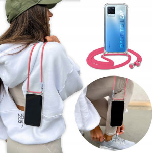 Etui Case Crossbody do REALME 8 + Różowy Sznurek