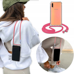 Etui Case Crossbody do SAMSUNG A50 Różowy Sznurek