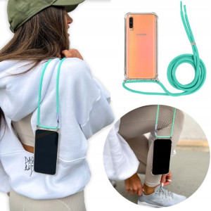 Etui Case Crossbody do SAMSUNG A50 Turkus Sznurek