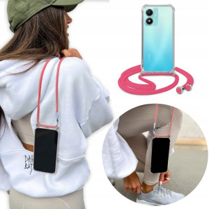 Etui Case Crossbody do VIVO Y02s Różowy Sznurek