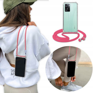 Etui Case Crossbody Różowy Sznurek do OPPO A57 4G