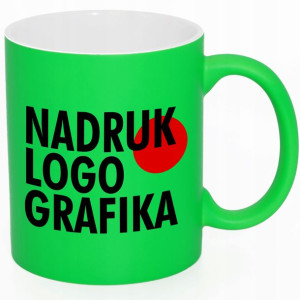 Kubek Neonowy Zielony Twoje Logo Nadruk Grafika