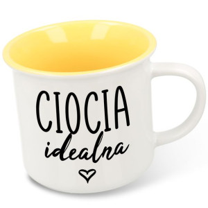 KUBEK RETRO Porcelanowy CIOCIA IDEALNA Prezent Wz