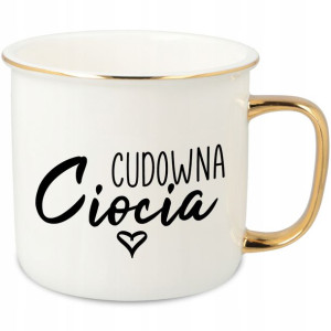 KUBEK RETRO Porcelanowy CUDOWNA CIOCIA Prezent Wz