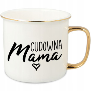 KUBEK RETRO Porcelanowy CUDOWNA MAMA Prezent Wzory