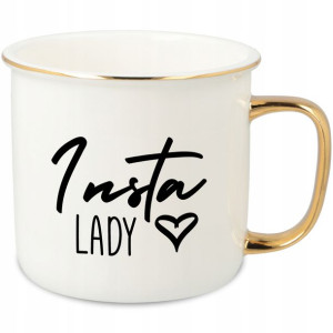 KUBEK RETRO Porcelanowy INSTA LADY Prezent Wzory