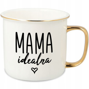 KUBEK RETRO Porcelanowy MAMA IDEALNA Prezent Wzory