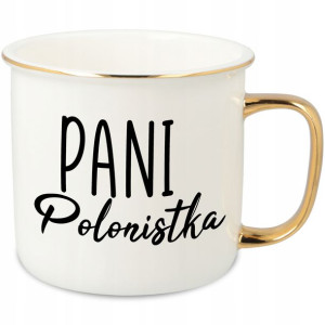 KUBEK RETRO Porcelanowy PANI POLONISTKA Prezent Wz