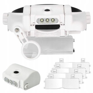 Lupa Nagłowna Czołowa Okulary 3 Led Soczewki 13x