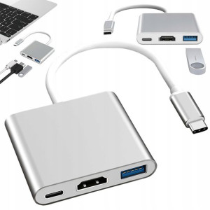 Przejściówka Adapter 3w1 Hub Usb-c Usb 3.0 Hdmi 4k