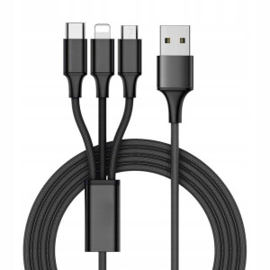 Kabel Usb 3w1 Do Iphone Micro Usb Type-c 1,2m