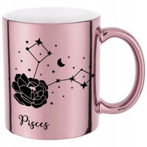 Kubek Różowy Na Prezent Dla Zodiakary Ryby Wzory