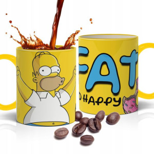 KUBEK ucho i wnętrze żółty jasny SIMPSONOWIE WZORY