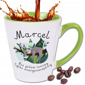 Kubek Zielony Latte Mały Leniwiec Wiele WZORY-Imię