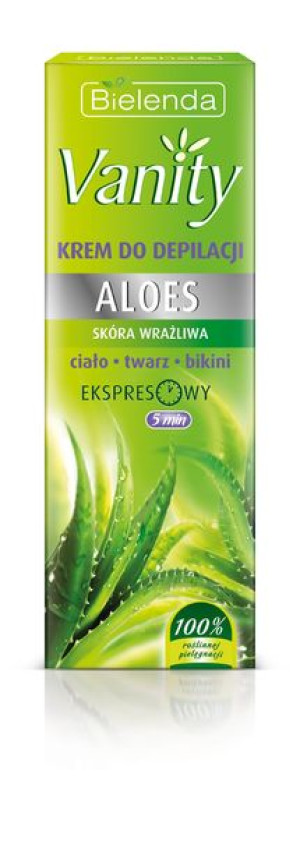 Bielenda Vanity Krem do bezpiecznej depilacji skóry wrażliwej Aloes,  100 m