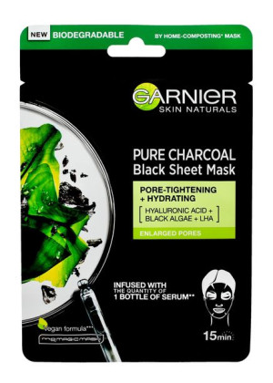 Garnier Skin Naturals Pure Charcoal Maska w płacie Black Tissue - Czarna Al