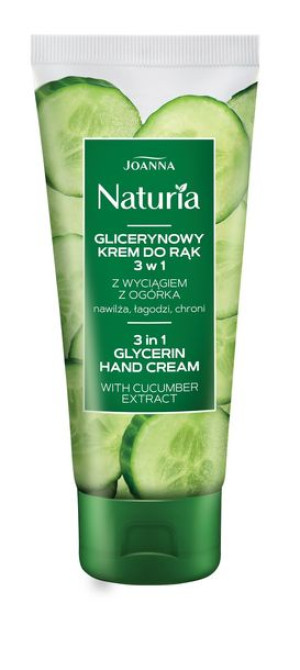 Joanna Naturia Body Glicerynowy krem do rąk z wyciągiem z ogórka 3w1 nawilż