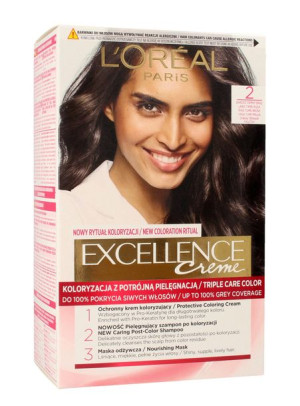 Loreal Excellence Creme Krem koloryzujący 2 Bardzo Ciemny Brąz  1op.