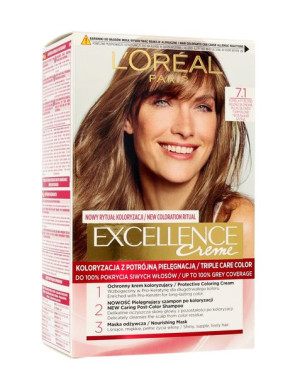 Loreal Excellence Creme Krem koloryzujący 7.1 Popielaty Blond  1op.