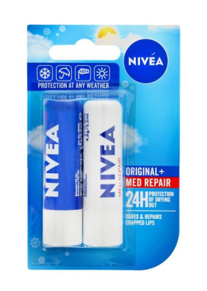 Nivea Lip Care DUO Pomadka ochronna Original Care + Med Repair 4.8mlx2