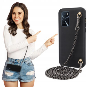 Etui Case Mat BLINK Czarny do OPPO A16 Łańcuszek