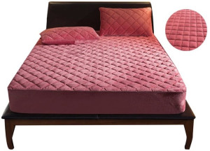 Pokrowiec Na Materac Pikowany Plusz 90X200X30 Cm Różowy