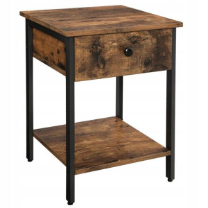 Mały STOLIK NOCNY drewniany metalowy KAWOWY loft