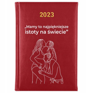 KALENDARZ A5 2023 CZERWONY Prezent dla MAMY Wzory
