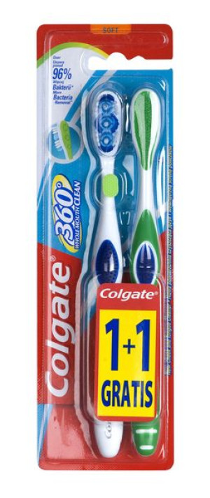 Colgate Szczoteczka 360° Whole Mouth Clean Miękka 1+1 gratis