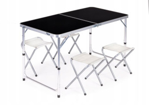 Stolik Składamy Z Krzesłami 60x119,5x69,5cm Czarny