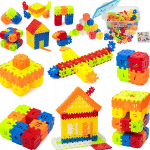 Klocki Konstrukcyjne Wafle Kuferek 280el Puzzle