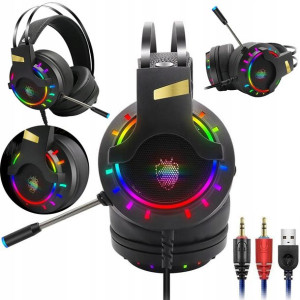 Słuchawki Gamingowe Rgb Led Mikrofon Usb Jack