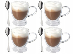 4x Szklanka Termiczna Kawa Herbata 250ml+ Łyżeczka