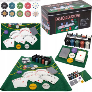 Zestaw Do Pokera 200 Żetony Karty Mata Poker