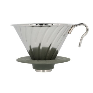 Hario metalowy Drip V60-02 Outdoor srebrny z silikonową podstawką
