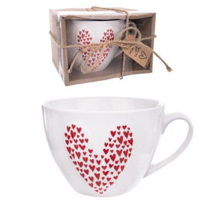 Kubek Porcelanowy Ceramiczny z Uchem z Sercem Serce 490ml