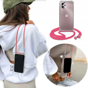 Etui Crossbody + Różowy Sznurek do MOTOROLA G53