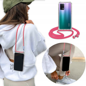 Etui Crossbody + Różowy Sznurek do OPPO A94 4G