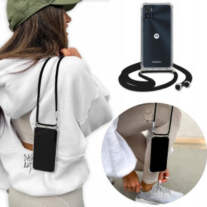 Etui Crossbody + Sznurek Czarny do MOTOROLA E22
