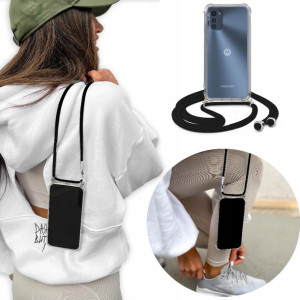Etui Crossbody + Sznurek Czarny do MOTOROLA E32s