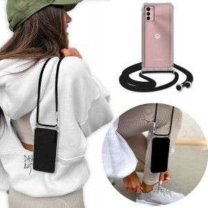 Etui Crossbody + Sznurek Czarny do MOTOROLA G42