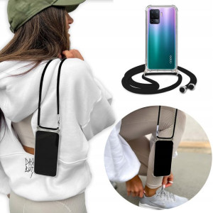 Etui Crossbody + Sznurek Czarny do OPPO A94 4G