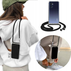 Etui Crossbody + Sznurek Czarny do OPPO RENO 7 5G