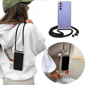 Etui Crossbody + Sznurek Czarny do SAMSUNG A54 5G