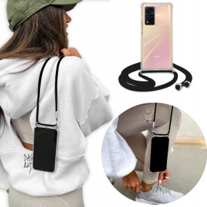 Etui Crossbody Czarny Sznurek do HUAWEI HONOR V40