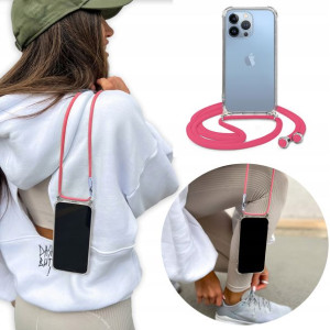 Etui Crossbody do IPHONE 13 PRO + Różowy Sznurek